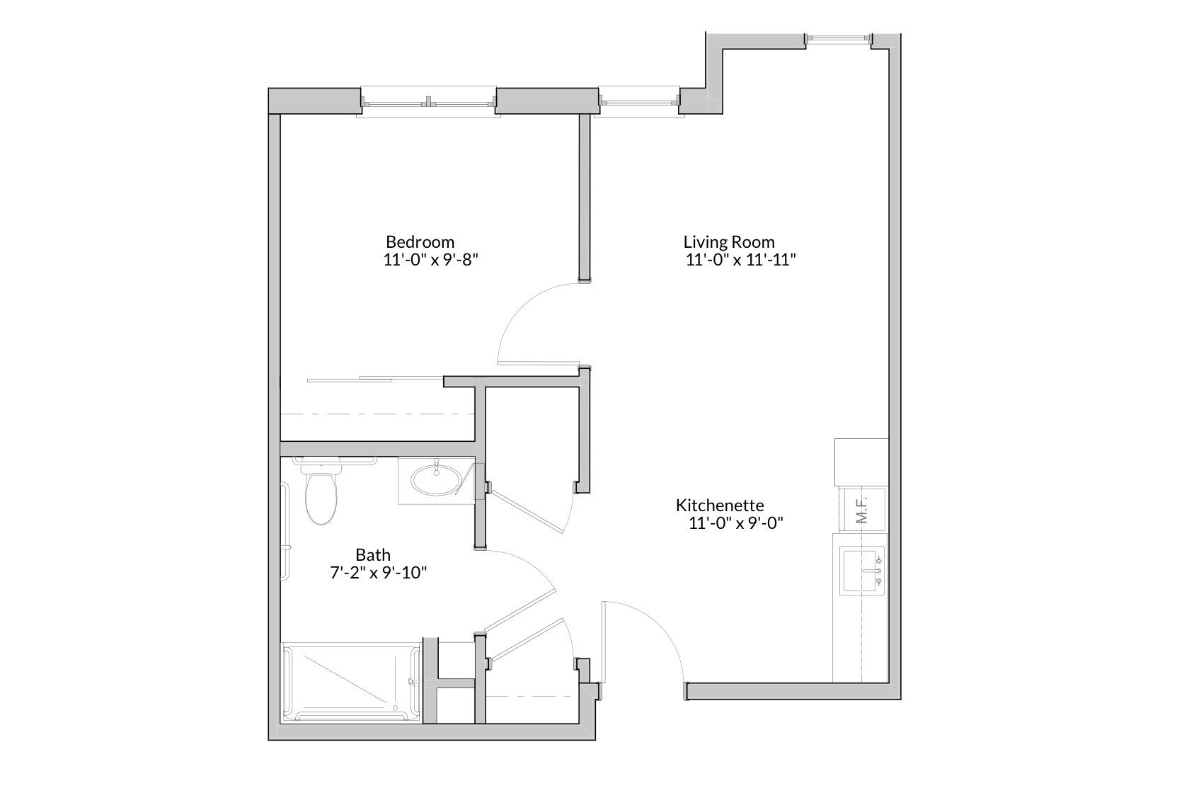 GateWay One Bedroom Floor Plan